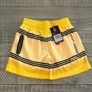 Cheddar Yellow Kids' Casual Mesh Shorts with Stripe Detail